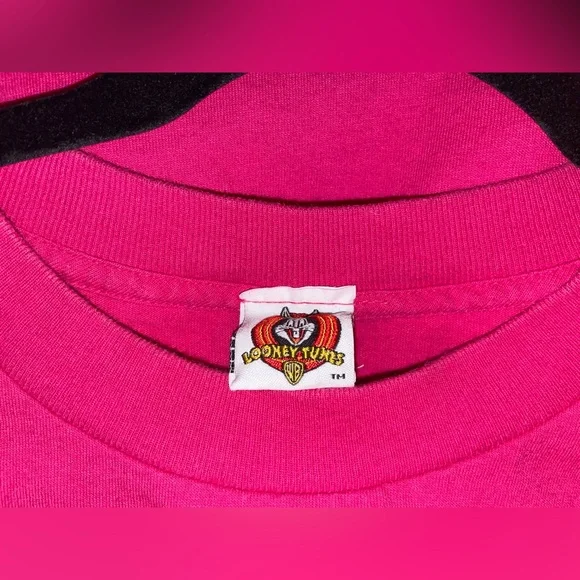EUC Size 2X Vintage Tweety Bird Looney Tunes Fuchsia Pink Shirt 1997 Warner Bros - Picture 8 of 13